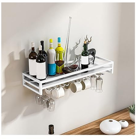 ASumPio Weinglasregal, Weinglas-Wandregal, Weinglasregal Für Die Küche, Bar, Robust Und Langlebig, Platzsparend, Weinglasregal Für Die Küche, Weinkeller, Bar (Weiß, 60 X 20 X 8,5 cm)