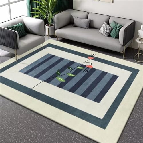 Kunsen wohnaccessoires deko Spiel Teppich Junge Umweltfreundlich Blauer Sofateppich mit geometrischem Design, einfaches Design, pflegeleicht bettvorleger Schlafzimmer rutschfest 160X280CM