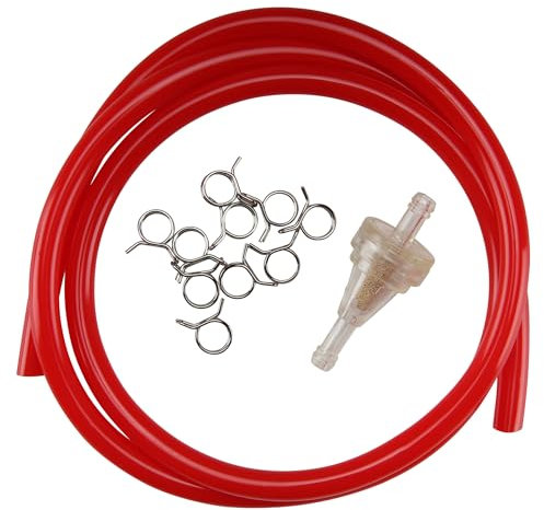 Benzinfilter Set mit Schlauch Rot Federklemme Filter kompatibel mit Peugeot Speedfight