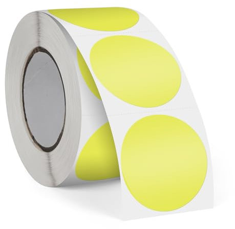 FINDAT 500 Stück Gelb 38 mm Runde Thermo-Etiketten Rolle Selbstklebende Drucker Etiketten Kreis Vinyl Wasserdichtes Klebepunkte Aufkleber für Büro Logo Design QR Versand
