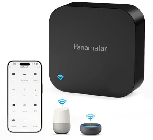 Panamalar Smart Remote Control con IR y RF, 2 en 1 WiFi Universal IR Remoto Hub Soporte Alexa/App Control/Timer/DIY, Automatización Smart del Hogar para TV Aire Acondicionado Cortina Iluminación