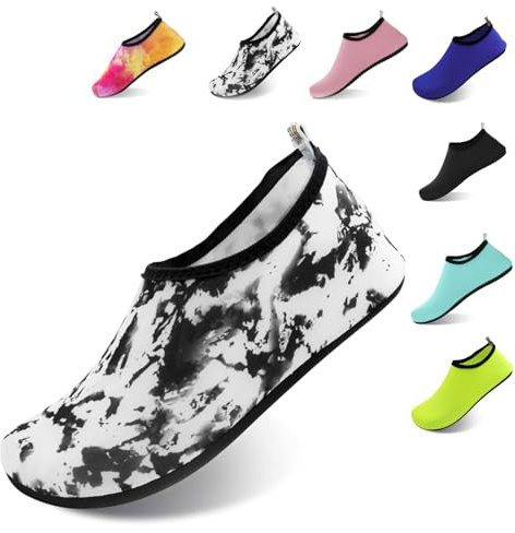FANWINKJ Schwimmschuhe, Yoga-Schuhe, atmungsaktive und stilvolle Wasserschuhe für Strand, Sport, Surfen und Schwimmen, Männer und Frauen, Tie-Dye Schwarz-42-43