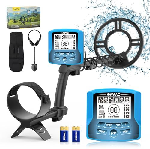 OMMO Metal Detectors for Adults Professional, High Accuracy Gold Detector with 5 Modes, 28.3-49 Adjustable Length, Pinpoint & Memory Mode, 10 IP68 Waterproof Coil, Bigger LCD Display