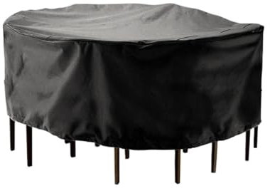 HESHUWEN Funda Protectora Muebles Jardin Cubierta for Muebles de jardín, 18 tamaños, Juego de Mesa y sillas Redondas, Impermeable, Oxford, Lluvia, Nieve, Polvo Funda Muebles Jardin(120x20cm)