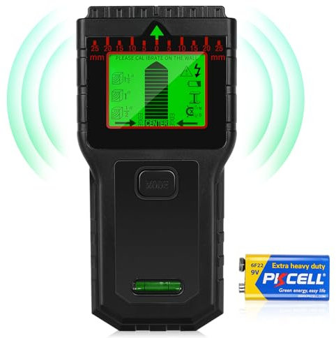 Stud Finder Wall Scanner - 8 in 1 Stud Detector with LCD Display & Audio Alarm, Wire Detector for Wall Wood AC Wire Metal Studs Cable Joist Pipe Detection (Black)