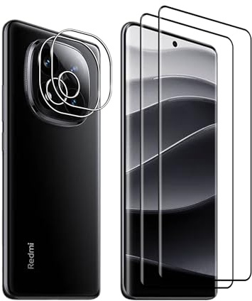 Afikyutu Protector de Pantalla para Xiaomi Redmi Note 14 Pro+ / 14 Pro Plus 5G, 2 Piezas 3D Cristal Templado + 2 Protector de Lente Cámara, Fácil de Instalar, Anti-Arañazos, 9H Dureza Vidrio Templado