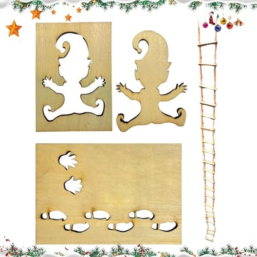 Wichtel Fußabdruck Schablone, Weihnachten Wichtel Fußabdruck Vorlage Fußabdruck Vorlage Vorlage Ornamente mit Seilleiter Wichtel Malerei Schablone Blätter für Bäume