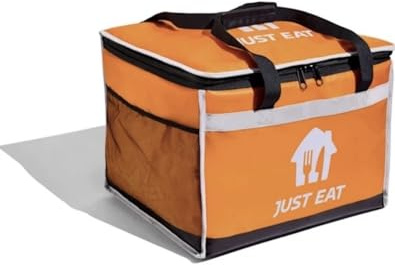 Genuine Just Eat Insulated Food Delivery Bag – Orange Thermal-Lined Bag with Zip Closure