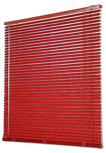 Tende veneziane in alluminio rosso, 140 x 160 cm, impermeabili, controllo della luce, tende da finestra opache per casa e ufficio, doghe in alluminio resistente, decorazione elegante e funzionale