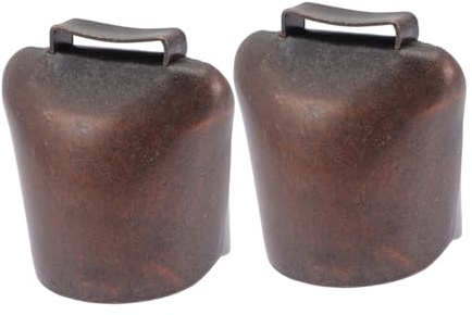 ibasenice Campanacci da Mucca in Metallo 2 Pezzi Campanelli Rumorosi per Bestiame Suono Forte Design Compatto e Leggero per Animali da Fattoria