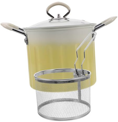 FONDOTIN 1set Pentola Friggitrice Giapponese Inossidabile Con Scolapasta e Coperchio Per Frittura Profonda Di Tempura e Di Mare Compatibile Con Cucine Induzione