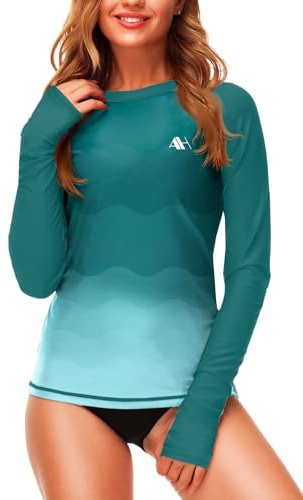 Arankhiger Damen UV Schwimmshirt UPF 50+ Rash Guard Langarm Badeshirt Mit Daumenloch S-XXL
