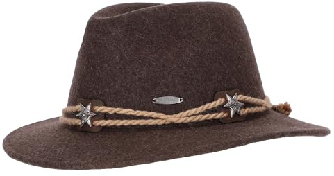 Steigenhöfer Original Herren Trachtenhut, Filzhut, Wanderhut Tiroler Art - Georg - Größenverstellbar - Mit Schweißband - 100% Schurwolle - Zum Förstern, Wandern & Oktoberfest - Braun - 56