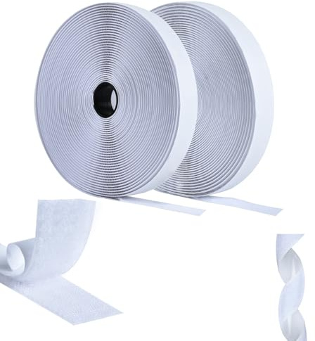 AIQInu Belcro Adhesivo Fuerte, 5m X20mm Reutilizable Nylon Doble Cinta Cara, Cinta Adhesiva Doble Cara, Nylon Hook y Loop Auto Adhesivo para Oficina, Doméstica,Bricolaje