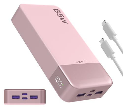 JUOVI Batería Externa Carga Rápida 65W Power Bank 20000mAh Compacto USB-C | Batería Portátil con Carga Rápida USB-C In&Out, Cargador Portátil para Laptop, MacBook, DELL, iPad, iPhone, Samsung y Más