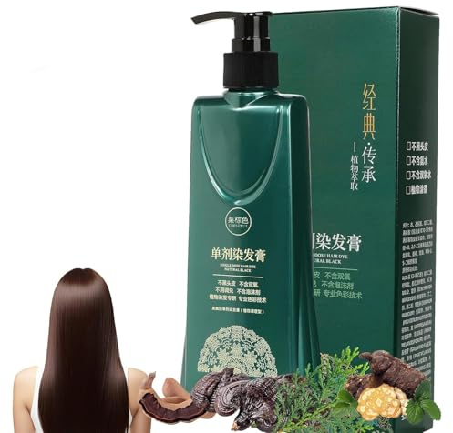 Mild Formula Long Lasting Hair Dye Set,Nourishing Plant-Based Hair Color Dye Cream,Plant Single Dose Dye,Plant Extracts Shampoo, for Gray Coverage (Chestnut Brown)