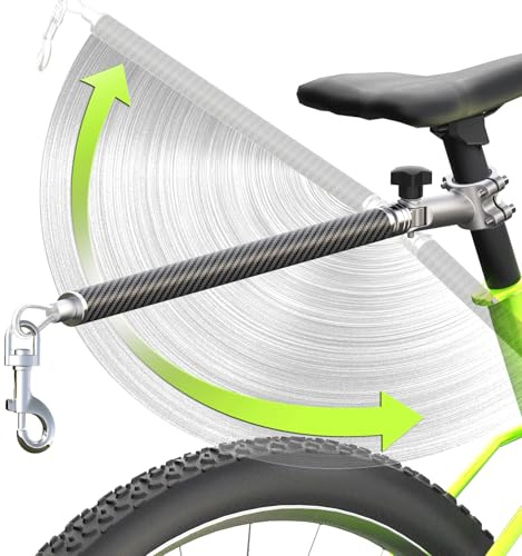 Freihändige Fahrrad-Hundeleine zum Radfahren – 180° drehbares oder festes Schnellbefestigungssystem, eingebaute stoßdämpfende Feder, Zugstopp-Design, dickes Stahldrahtseil 250 kg (Carbonfaser)