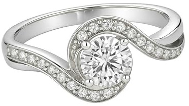Ayoiow Platin Ringe Damen, Moissanit Solitär mit Gedrehtem Pavé-Schaft Vorsteckring Damen, Platin 950 Größe 53 (16.9)