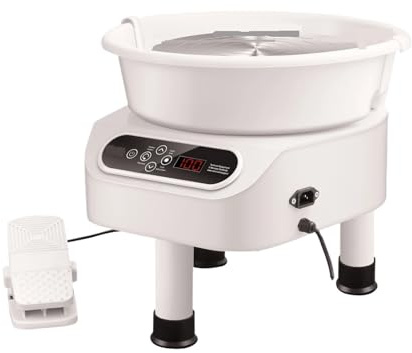 WAFOHSR Töpferscheibe 11 Zoll, Keramikformmaschine, Direktantrieb, 450 W, Elektrische Mit Fußpedal PräZise Steuerung(10in White 350W)