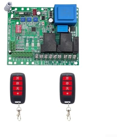Módulo de control electrónico para puertas correderas con indicador LED y mando a distancia, placa de seguridad de 220 V con protección del tiempo del motor y conexión externa para automatizar