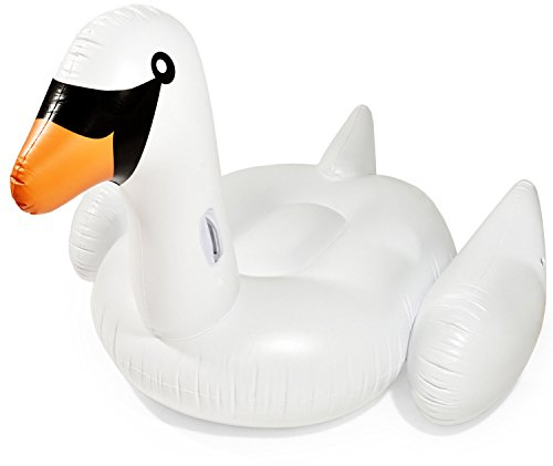 GOODS+GADGETS Cygne Matelas Gonflable Cygne Ile de Bain Blanc Bouée 180 x 150 cm