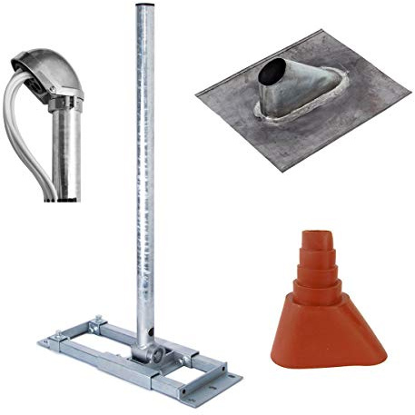 Premium X Deluxe X90-48 Dachsparrenhalter 90cm Mast SAT Sparren Dach-Halterung für Satellitenschüssel Blei Pfanne Manschette rot ALU Mastkappe