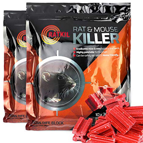 RatKil Rat & Mouse Bait Blocks 600g - Professional Strength Difenacoum - Fast Acting & Highly Effective For Pest Control - Weatherproof And Home Friendly!