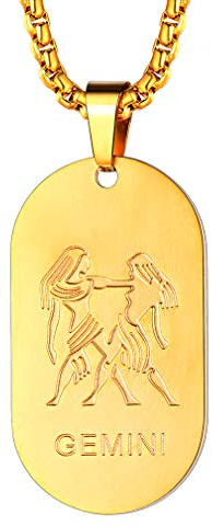 FaithHeart Sternzeichen Halskette für Herren Jungen, Gold Kette mit Sternbild Anhänger, Punk Ketteanhänger für Geburtstag Weihnachten Valentinstag
