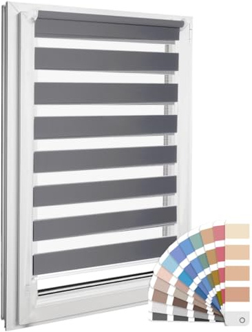 Home-Vision Premium DuoRollo Klemmfix ohne Bohren Graphit B40 x H150cm | Doppelrollo mit Klemmträgern für Fenster & Türen Lichtschutz Tag & Nacht Rollos einfache Montage