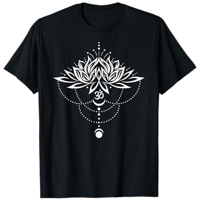 Lotusblume mit Mond und Om Symbol. Yoga Meditations Shirt. T-Shirt