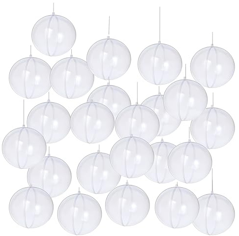 Yeelan 24 Stück Befüllbare Ornament-Kugeln, Transparente Hängende Ornamente, Kunststoff Weihnachtskugeln Ornamente, Geburtstag, Hochzeit, Party und Heimdekoration, Ornamente(80mm, Rund)