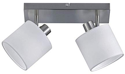 meineWunschleuchte Decken-Strahler 2-flammig Stoffschirme Weiß | Breite 28cm, mit 2x E14 LED, dreh- und schwenkbar, Designklassiker Deckenlampe, gezieltes Licht, für Wohnzimmer und Flur