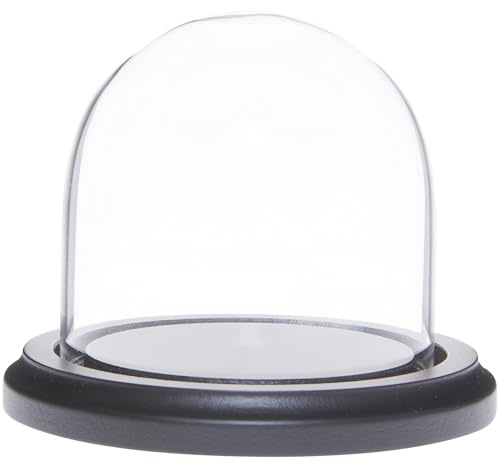 Plymor 3 x 3 Glass Display Dome Cloche (Black MDF Wood Base)