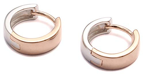 925 sterling silver kreoler, roséguld förgyllda örhängen, dam smycke äkta silver, herr öronsmycke, fällbar creolen bicolor