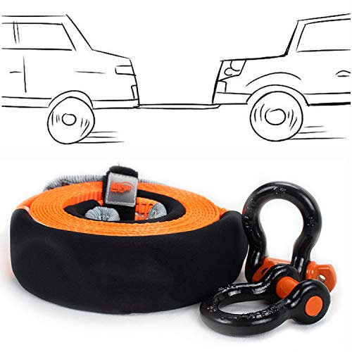Corde de Remorquage, Sangles de Remorquage Récupération de Voiture Robuste 5M, avec 2 Manilles/Sac de Rangement, pour Voiture/SUV/Véhicule Agricole/Navire (Size : 5m/5t)