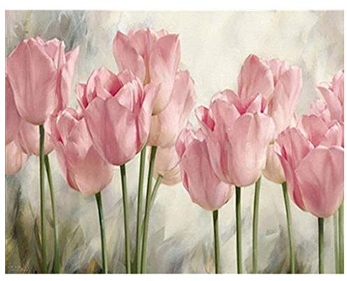 (50x40cm)DIY Square Diamond Painting Full Drill 5D Diamanten Gemälde Malen nach Zahlen Tulpen Quadratisch Diamant Painting Full Groß Mosaik Erwachsene Painting by Numbers Kreuzstich Strass Stickerei