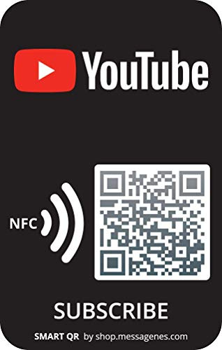 MESSAGENES - Pegatina con NFC y QR | Pegatina para Promocionar YouTube | Compatible con YouTube | Pack 2 Unidades | QR Dinámico Editable | Analíticas de Escaneo | Sirve para iPhone y Android