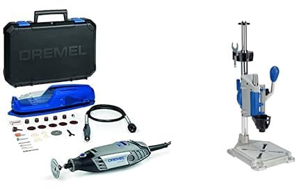 Dremel 3000 Outil Rotatif Multifonction 130W - 25 Accessoires, Support Perceuse à Colonne, Workstation Avec Guide Perçage
