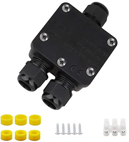 CENPEK Junction Box Outdoor Waterproof IP68 Larger 3-Way Plug Line External Electrical Junction Box, M25 Coaxial Cable Connector Wire Range 5mm-15mm