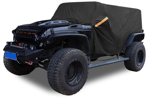 X AUTOHAUX SUV Car Cover Cab Cover for Jeep Wrangler JK JL Hardtop 4 Door 2007-2021 Outdoor Sun Dust Snow Protection 210D Oxford with Driver Door Zipper Black