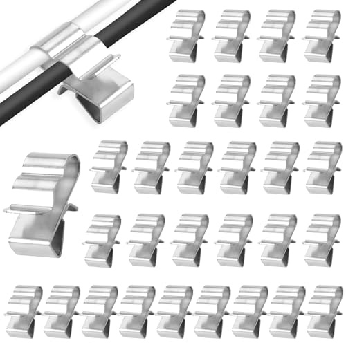 DEWIN 50 Stück Solar Kabelclips, Edelstahl Cable Clips Solarmodul Drahtklemmen PV Kabelklemme für Anhängerrahmen, Verkabelungsklemmen 22 x 18 mm