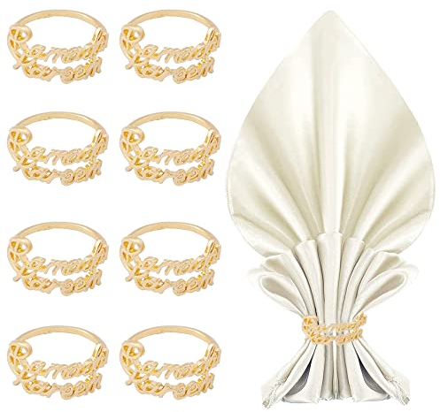 Serviettenringe Set Gold Metall - 8 Stück Ramadan Kareem Letter Vintage Eid