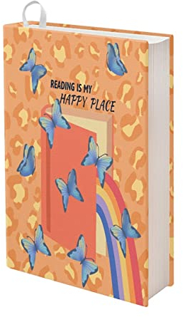 Kuiaobaty Buchumschlag für Buchwurm-Geschenk, Buch-Schmetterling-Muster, Buchhüllen, Hülle, Lehrbucheinband, Orange, Leopardenmuster, Buchschoner