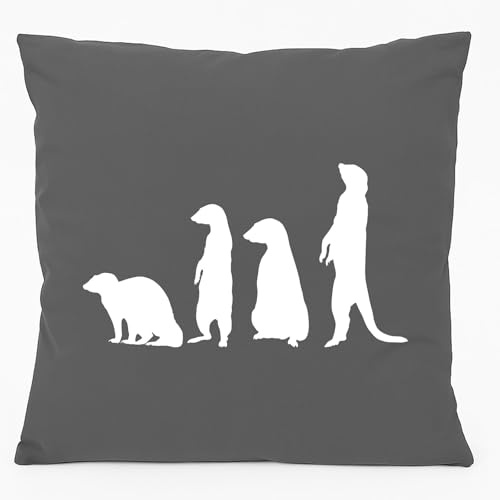 Huuraa Kissen Erdmännchen Silhouette 40x40cm mit Füllung Steel Grey Baumwolle Dekokissen Geschenkidee