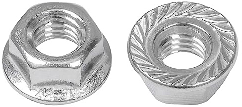 SCREW REBEL Edelstahl A2 Sechskantmuttern M10-25 Stück mit Flansch und Sperrverzahnung DIN 6923, SW15, Flanschmutter für Solar und PV