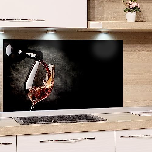 GRAZDesign Spritzschutz Küchenrückwand Glas Küche für Herd & Küchenspüle, Wein Schwarz | Glasplatte Rückwand Küchenwand Wandschutz | 80x50cm