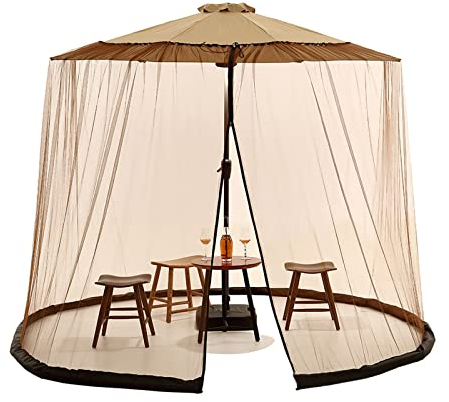 Outdoor Moskitonetz für Sonnenschirme, Insektenschutz Netz für Pavillon Balkon, Reißverschluss Garten Fliegengitter, Nylon-Mesh mit Reißverschluss und Klettbänder