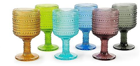 Excelsa Aurora Set 6 Calici, Vetro Colorato in Pasta, Capacità 300 Ml., Fatto a Mano