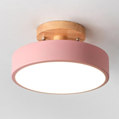Mengjay Deckenlampe LED Deckenleuchte Flach, 3 Farben Dimmbar, Panel Rund für Wohnzimmer, Küche, Kinderzimmer, Badezimmer, Balkon (Rosa)