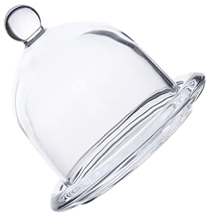NAMOARLY Covered Dessert Dish and Lid Mini Cake Plate Holder Glass Dome Tray for Afternoon Tea Bread Fruit Display Serving Tray 1 Set 9.5X9cm Random Style